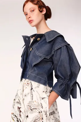 Origami Squarish Sleeves Cotton Denim Jacket Hand made in JAPAN / Navy Origami Squarish Sleeves Cotton Denim Jacket Hand made in JAPAN / Navy