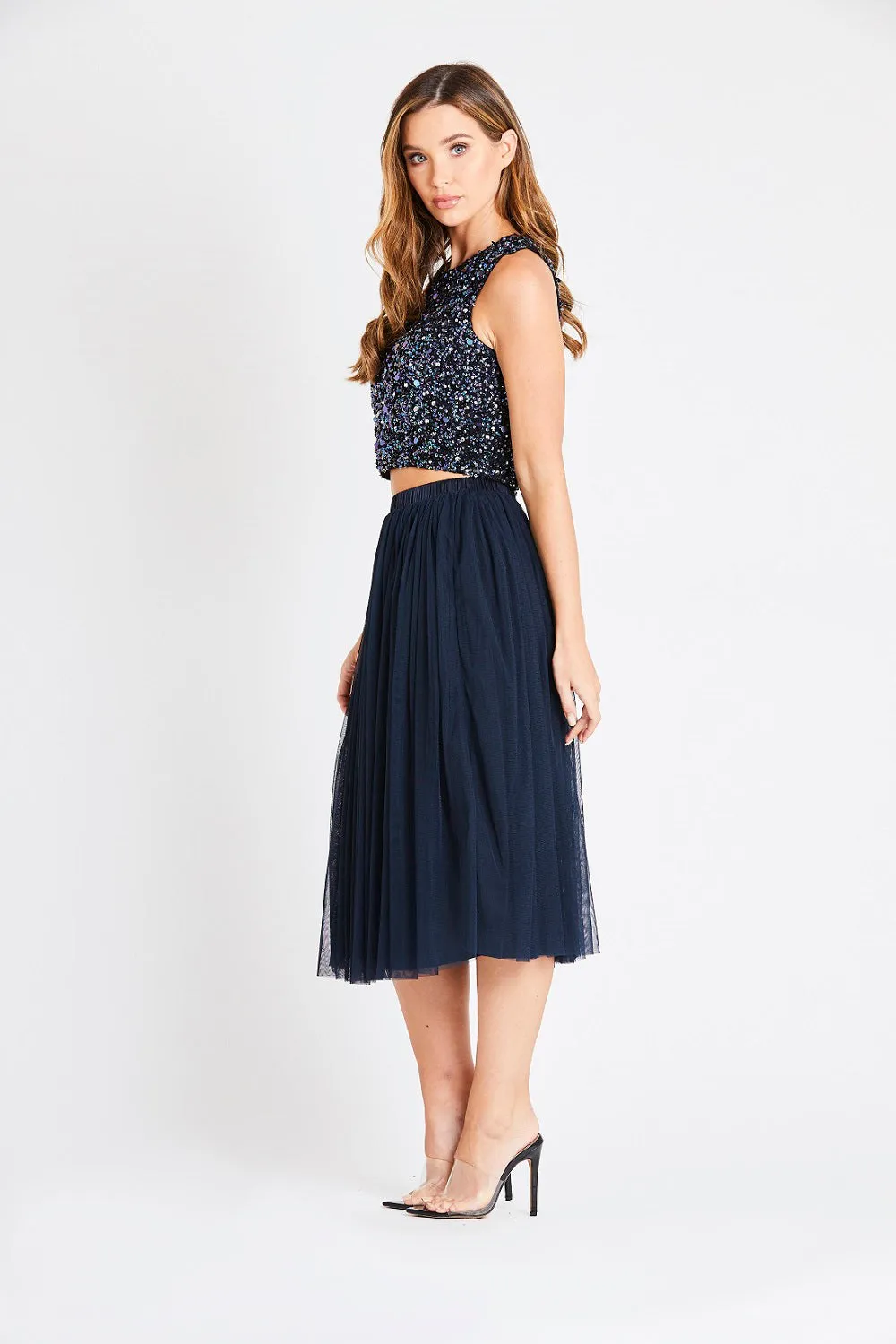 Picasso Black Beaded Top With Iridescent Sequins