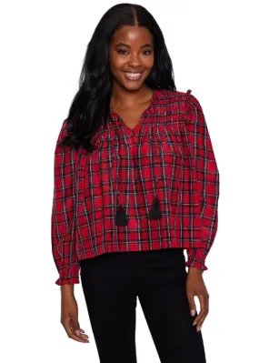 PLAID TASSEL BLOUSE PLAID TASSEL BLOUSE