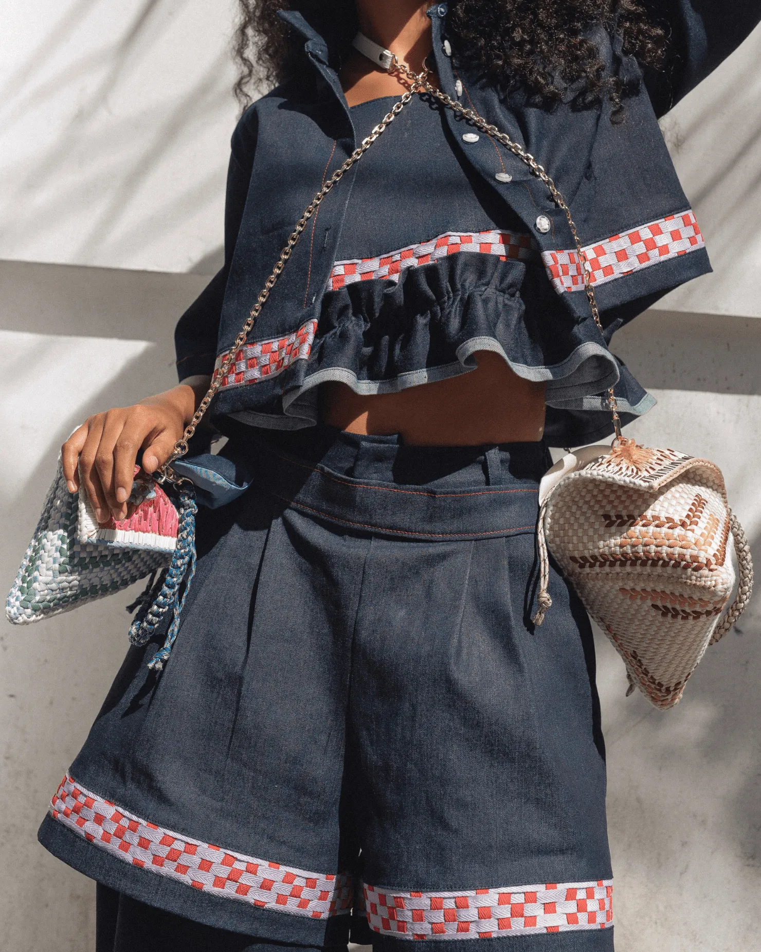 [Ready Today] Malagos Drawstring Bag Navy with Chain Strap