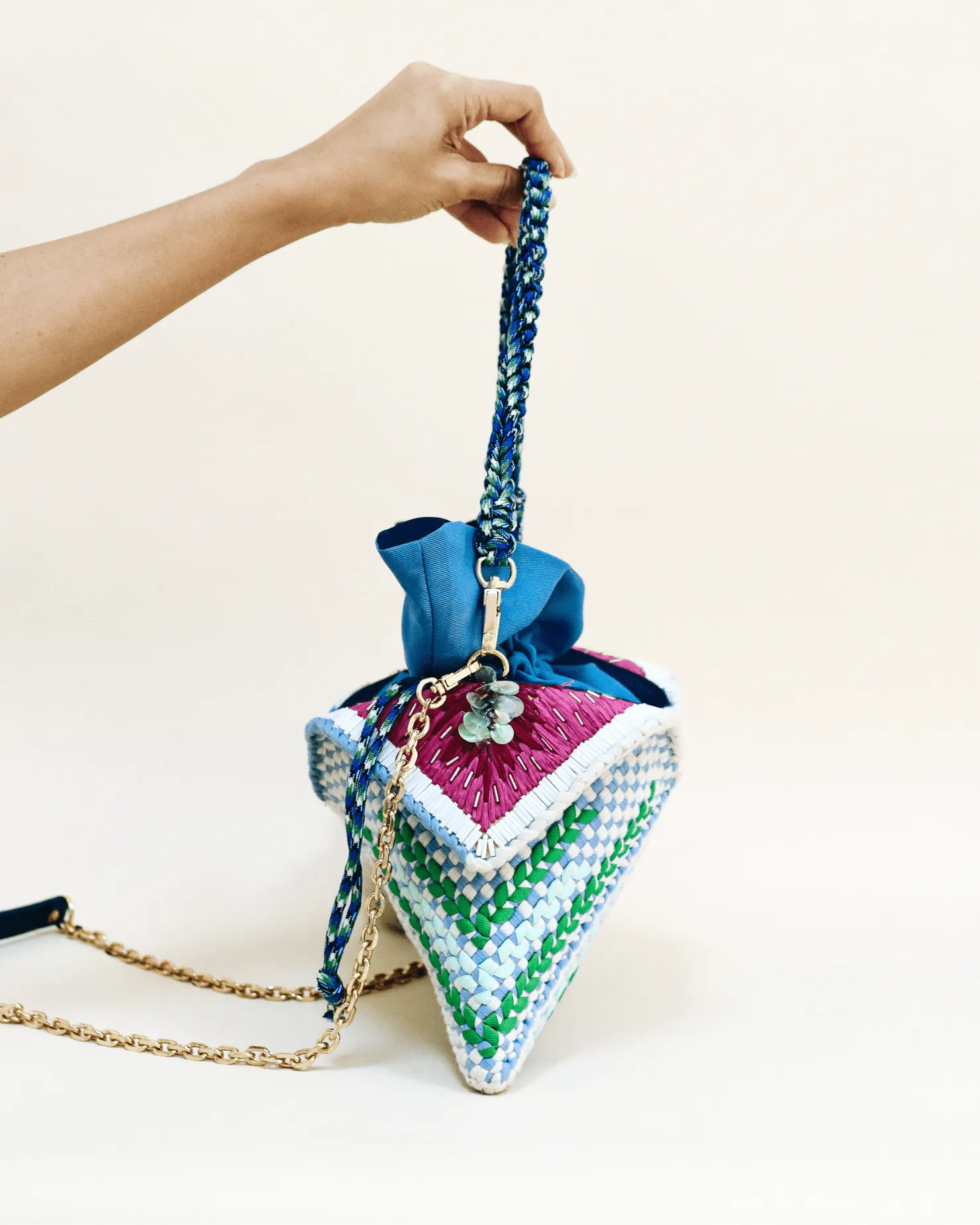 [Ready Today] Malagos Drawstring Bag Navy with Chain Strap