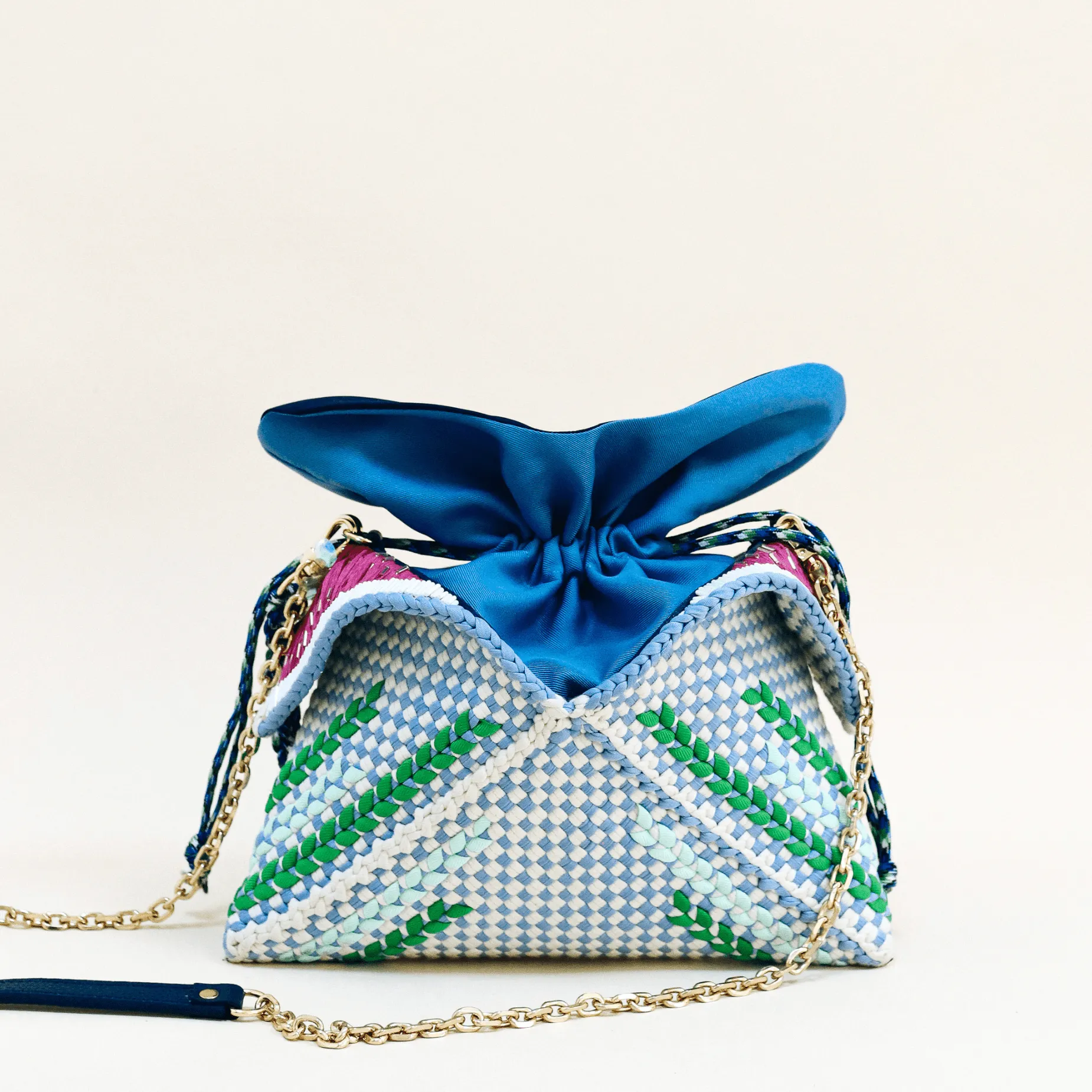 [Ready Today] Malagos Drawstring Bag Navy with Chain Strap