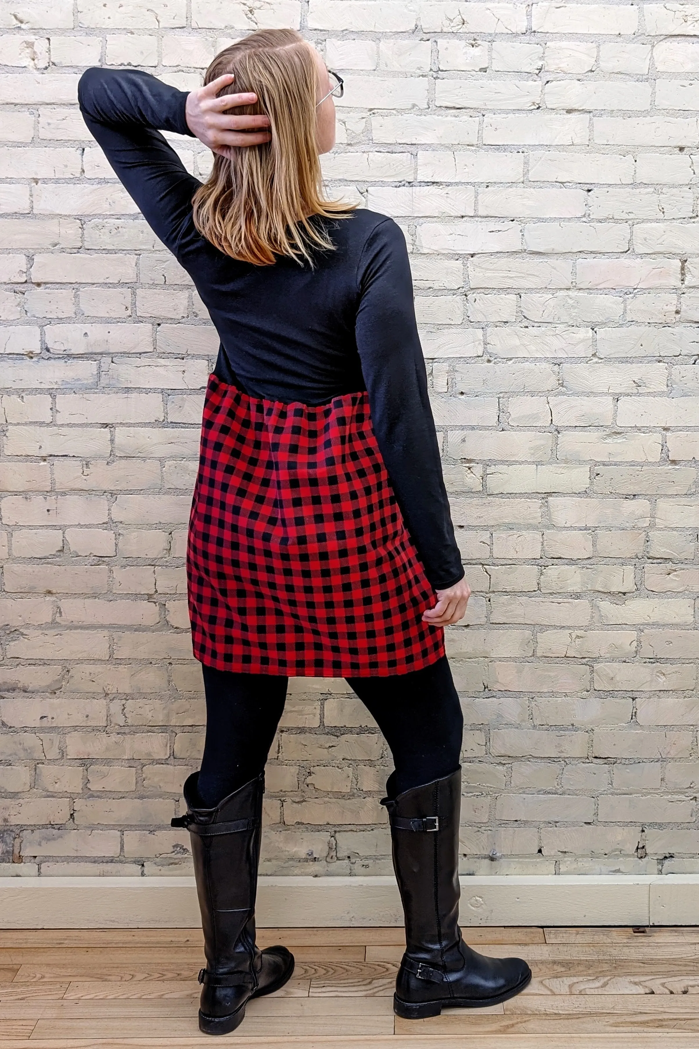 Red & Black Plaid Babydoll Dress