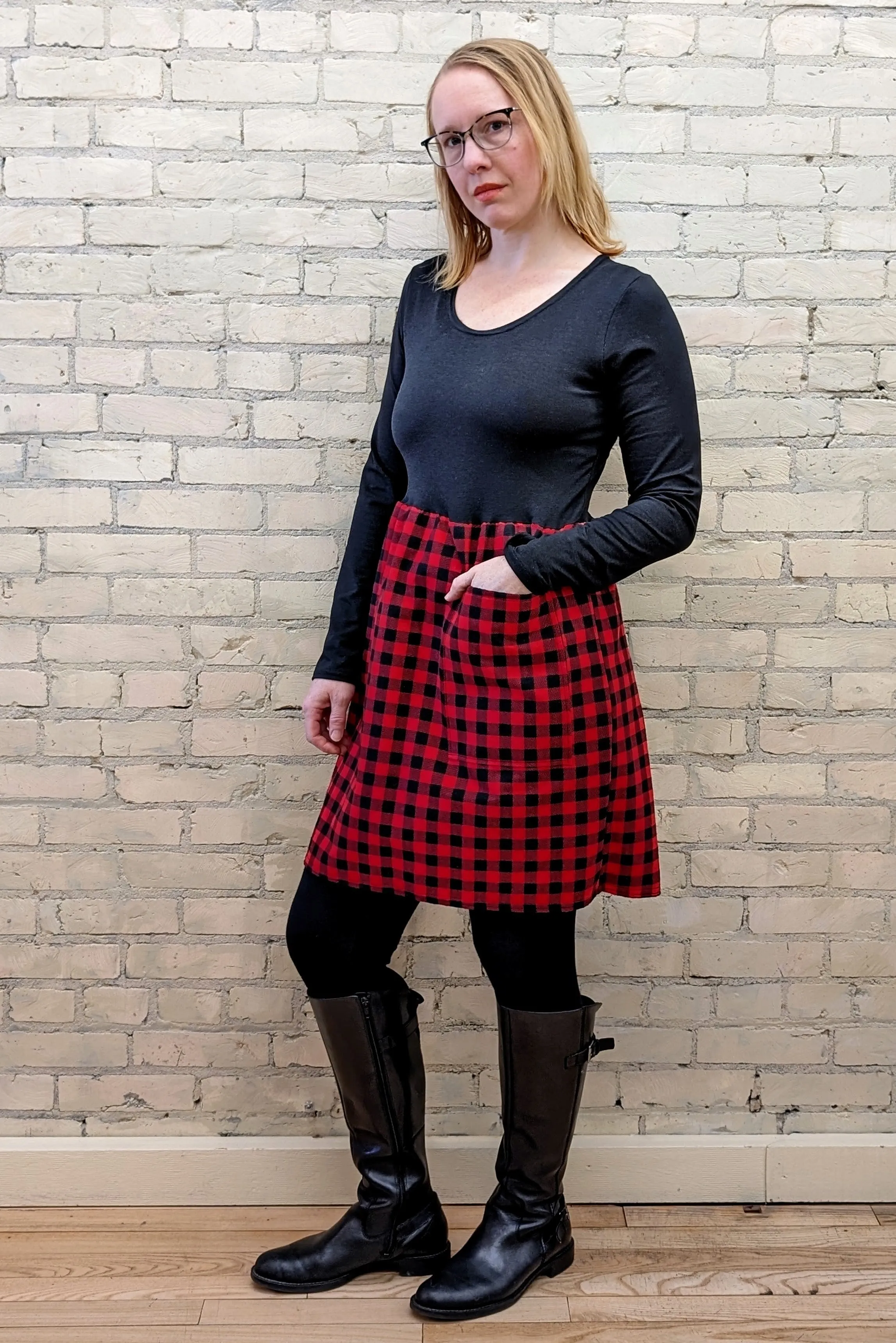 Red & Black Plaid Babydoll Dress