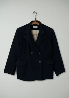 Reworn Pinstripe Breasted Jacket Size 12 (047) | Navy Reworn Pinstripe Breasted Jacket Size 12 (047) | Navy