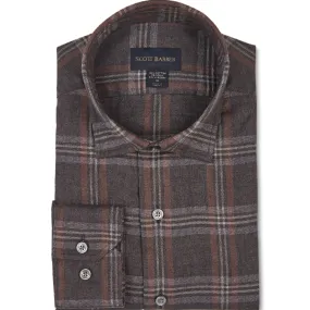 Scott Barber Cotton/Viscose Flannel Textured Plaid - Coffee Scott Barber Cotton/Viscose Flannel Textured Plaid - Coffee