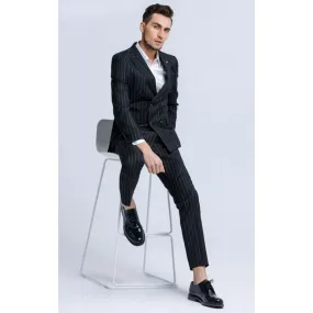 Skinny Fit Black Pinstripe D.B. Suit Skinny Fit Black Pinstripe D.B. Suit