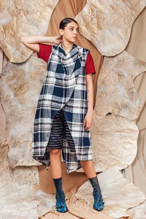 SL23 ISSA DRAPE VEST - MADRAS CHECK SL23 ISSA DRAPE VEST - MADRAS CHECK