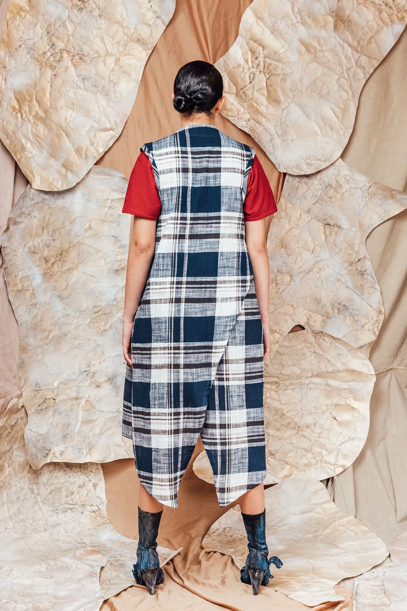 SL23 ISSA DRAPE VEST - MADRAS CHECK