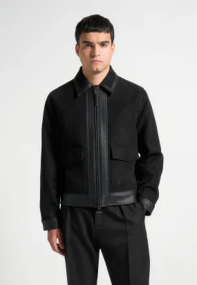 Suede & Pebbled Leather Jacket - Black Suede & Pebbled Leather Jacket - Black