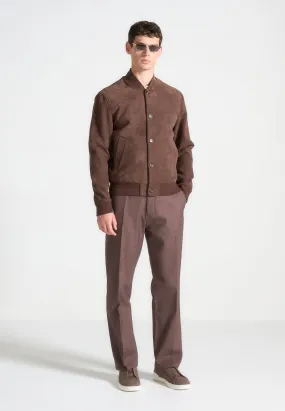 Suede Bomber Jacket - Brown Suede Bomber Jacket - Brown