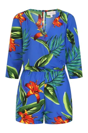Tiago Playsuit In Blue Tropical Tiago Playsuit In Blue Tropical