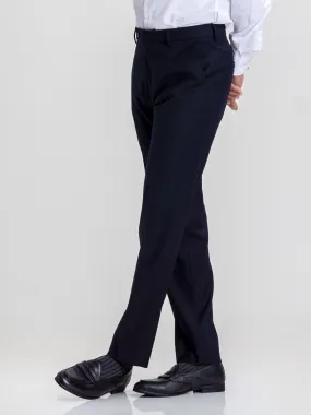 Trousers With Belt Loop -  Deep Blue Plain (Stretchable) Trousers With Belt Loop -  Deep Blue Plain (Stretchable)