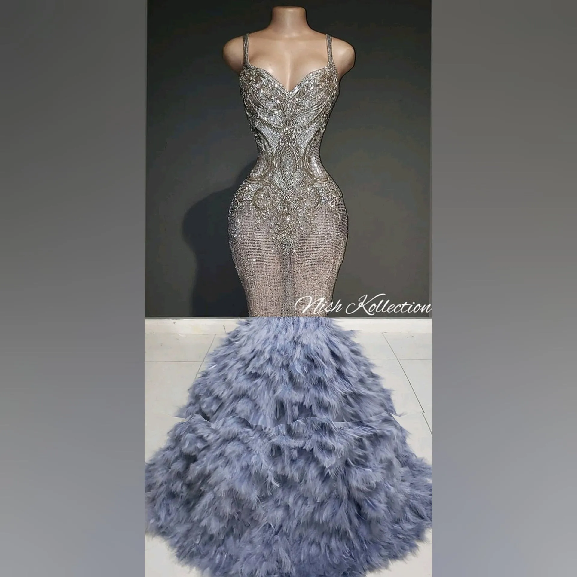 Viking Feather Sequin Mermaid Dress