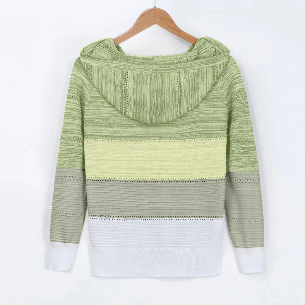 Women's Big Size Autumn Winter Hooded Sweater – Hook Flower Hollow V-Neck Knit Sweater, Fashionable All-In-One Top